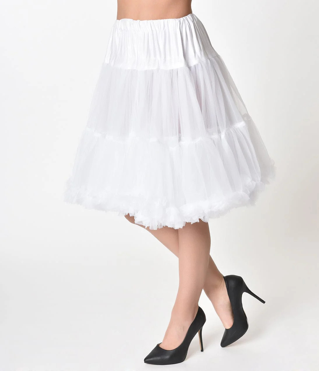 Unique Vintage 1950s White Retro Style Ruffled Petticoat Crinoline | UniqueVintage