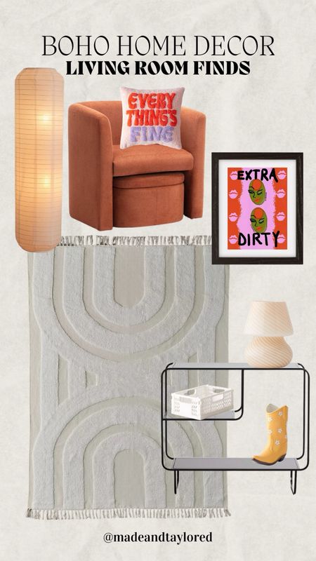 Boho living room design mainly from Urban Outfitters! 

Home decor, accent chair, rugs, living room, wall art

#LTKfindsunder100 #LTKstyletip #LTKhome