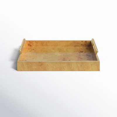 Niara Burl Wood Rectangular Tray With Gold Handles | Birch Lane