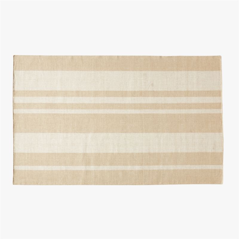 Maar Stripe Natural and Warm White Indoor/Outdoor Performance Area Rug 5'x8' + Reviews | CB2 | CB2