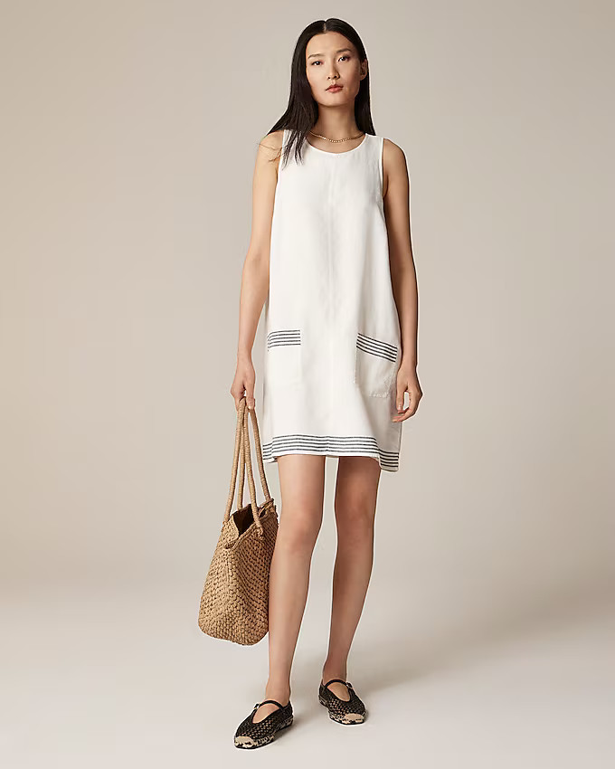 Maxine sailor-stripe dress in linen | J. Crew US