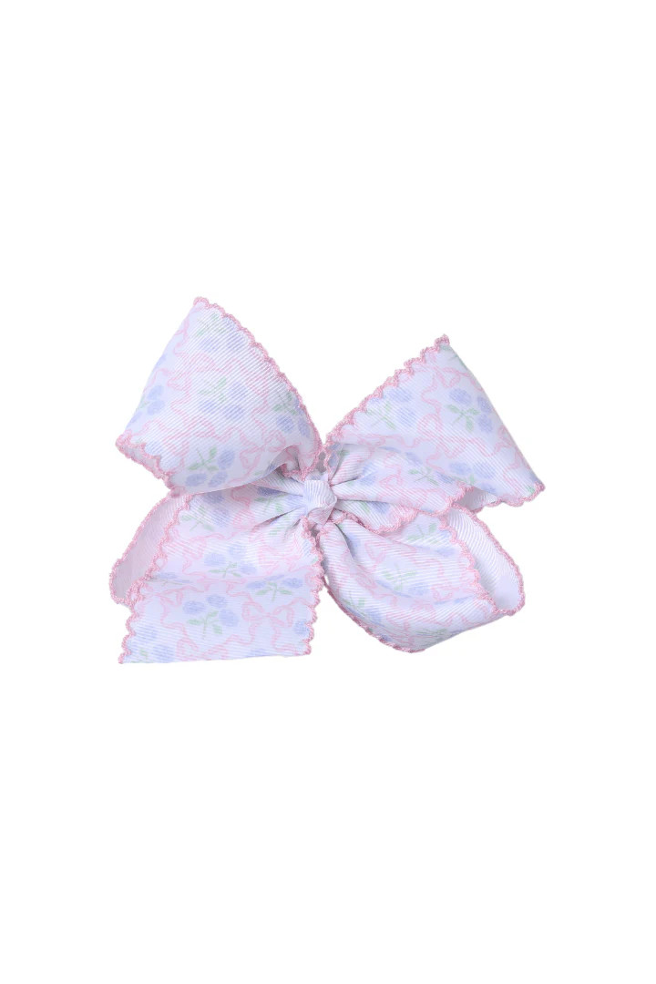 Scalloped Grosgrain Floral Hydrangea Bow | The Smocked Flamingo