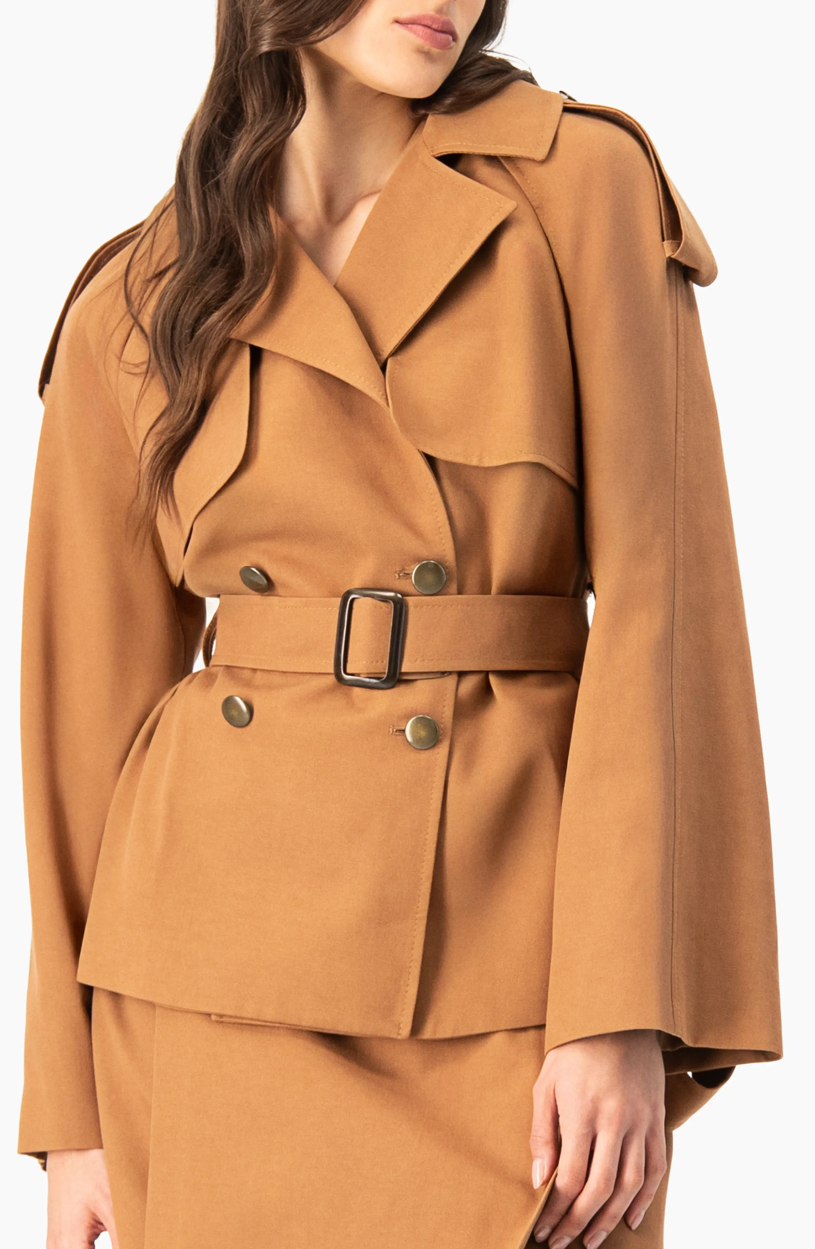 Short Double-Breasted Trench Coat (Women) | Nordstrom | Nordstrom