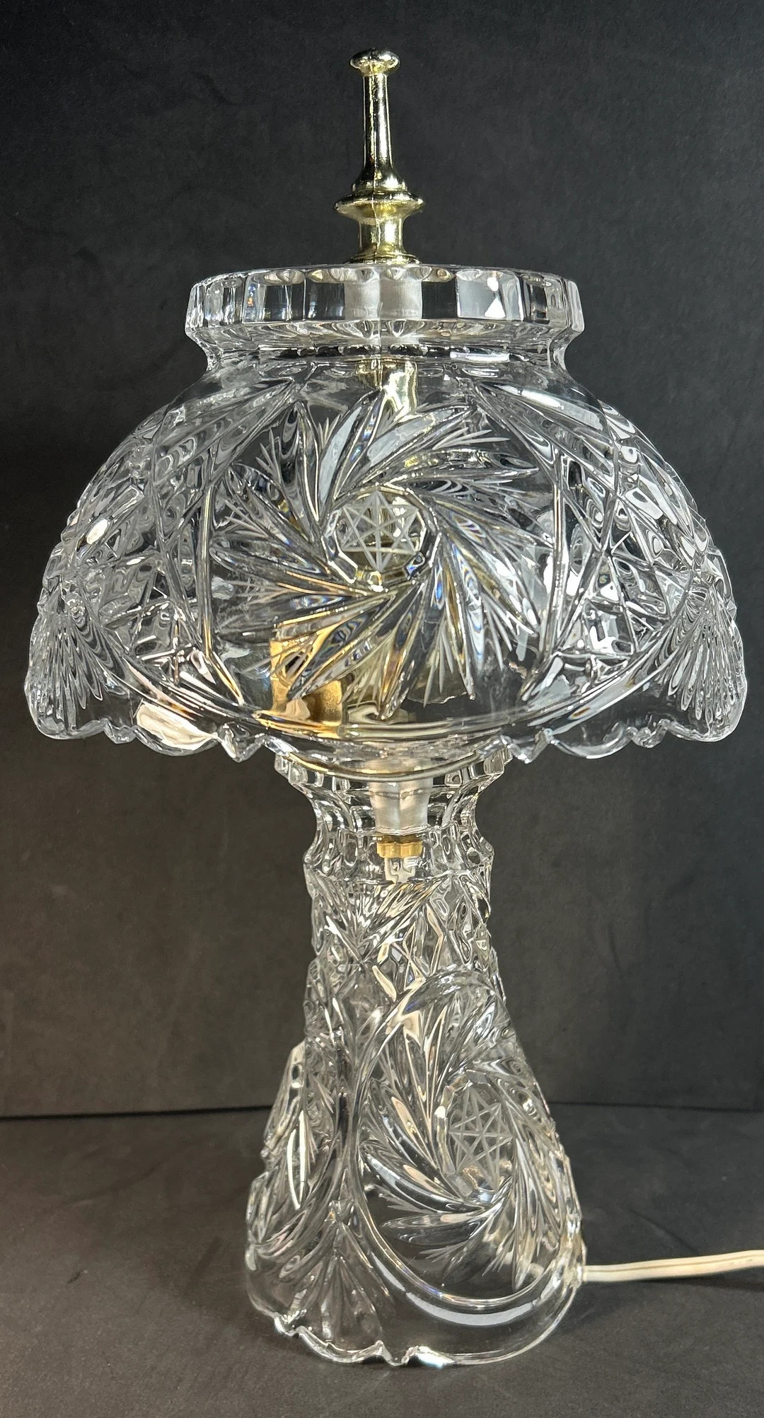 Vintage Lead Cut Crystal Boudoir Lamp 24% Lead Crystal Pinwheel, Star of David Adorned Shade and ... | Etsy (US)