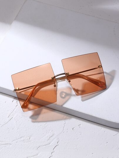 NEWRimless Square Frame Sunglasses | SHEIN