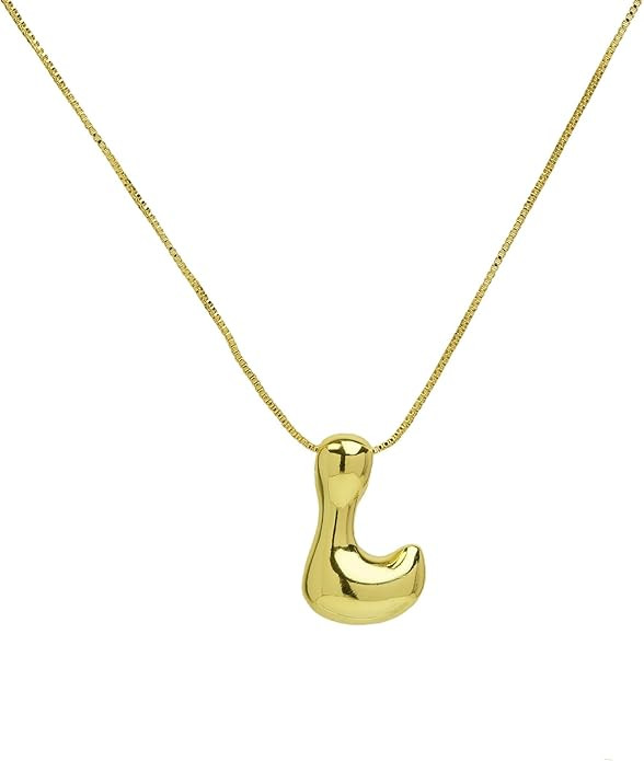 Qitian Shiny Cubic Zirconia Bubble Alphabet 26 A-Z,Puffy Name,Letter Necklace,Personalized Monogr... | Amazon (US)