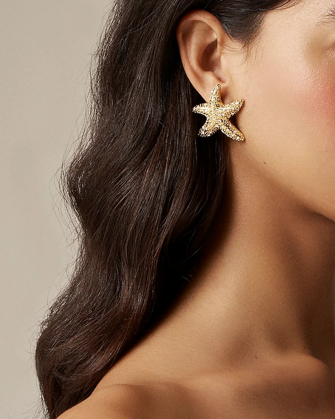 Starfish stud earrings with pavé crystals | J. Crew US