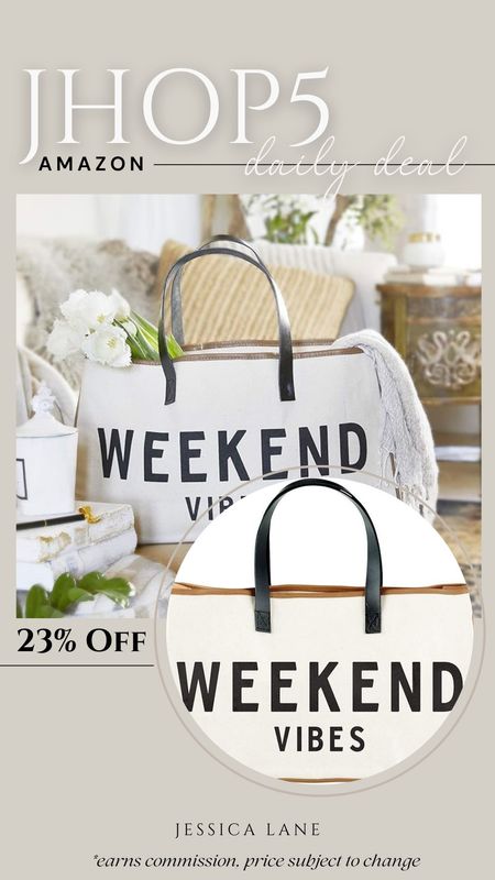 Amazon daily deal, save 23% on this weekend vibes tote bag. Amazon accessories, tote bag, weekender bag, beach bag, travel bag, carry-on bag, Amazon deal, gift idea

#LTKsalealert #LTKitbag #LTKtravel