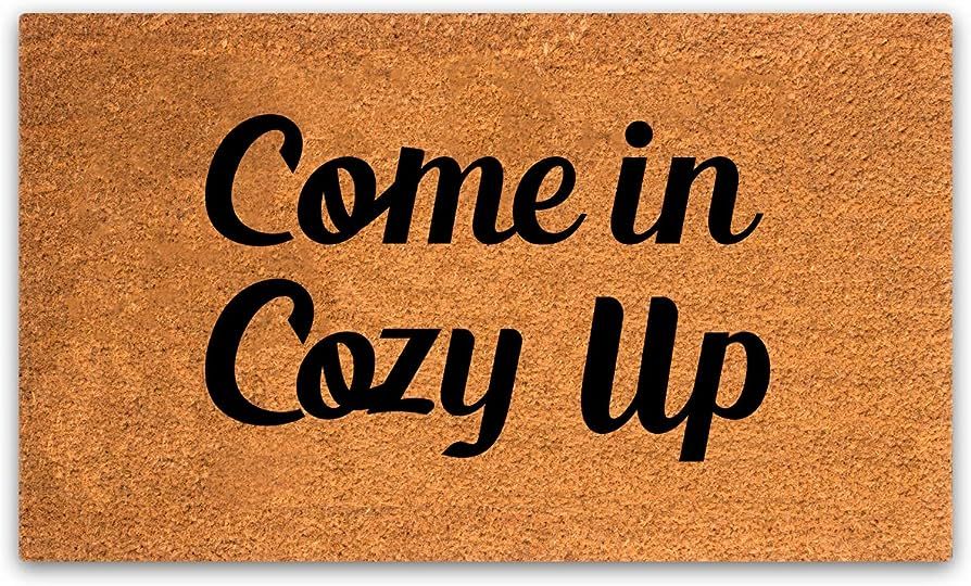 PLUS Haven Coco Coir Home Entrance Door Mat – 17.5" x 30" Come in Cozy Up Welcome Mat - Heavy Duty D | Amazon (US)