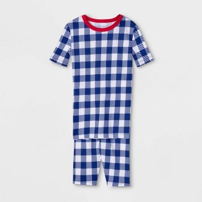 Kids July 4th Gingham Pajama Set - Navy | Target