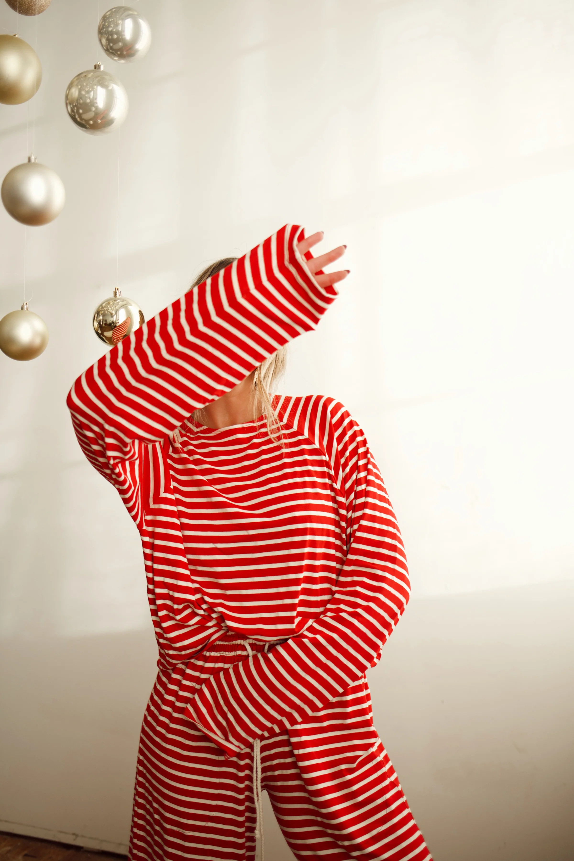 Emma Full Length Lounge Top - Red Stripe | How Do You Wear That