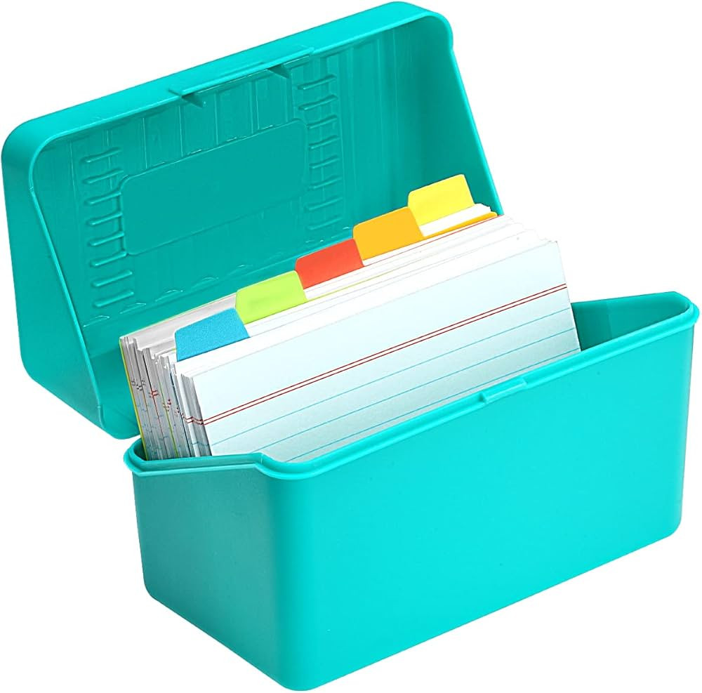 H4D 3x5 Index Card Holder with Dividers and Ruled Index Cards 100 Count, Teal | Amazon (US)