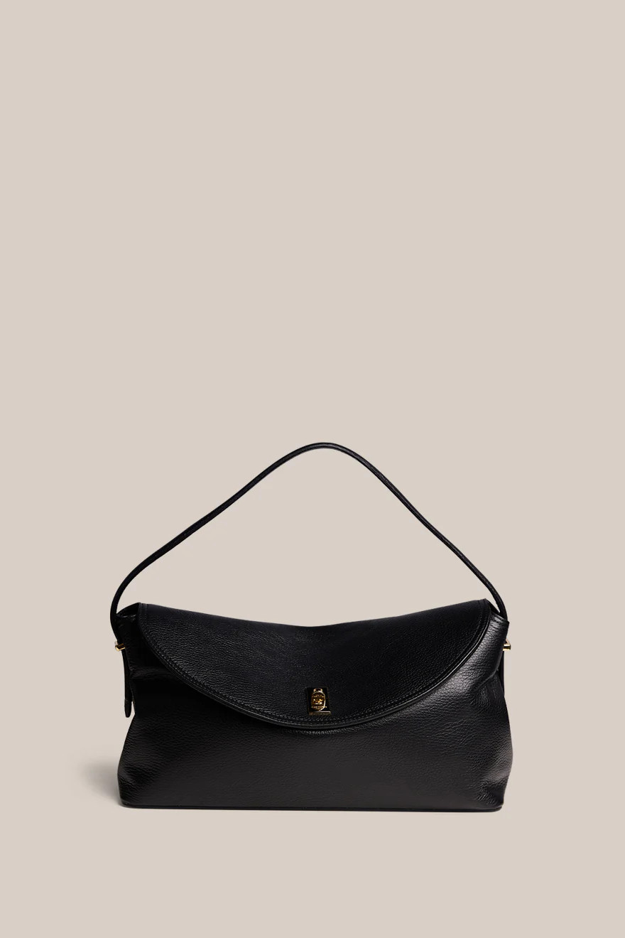 Sloane Large Black Leather Top Handle Crossbody | VESTIRSI