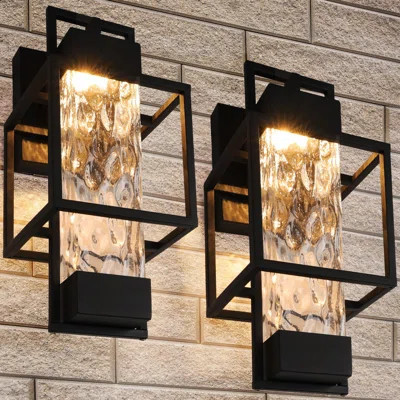 Modern Outdoor Light Fixtures Dusk To Dawn Outdoor Lighting 2 Pack, 15" Exterior Wall Sconce Waterproof Porch Light, Outside Light | Wayfair North America