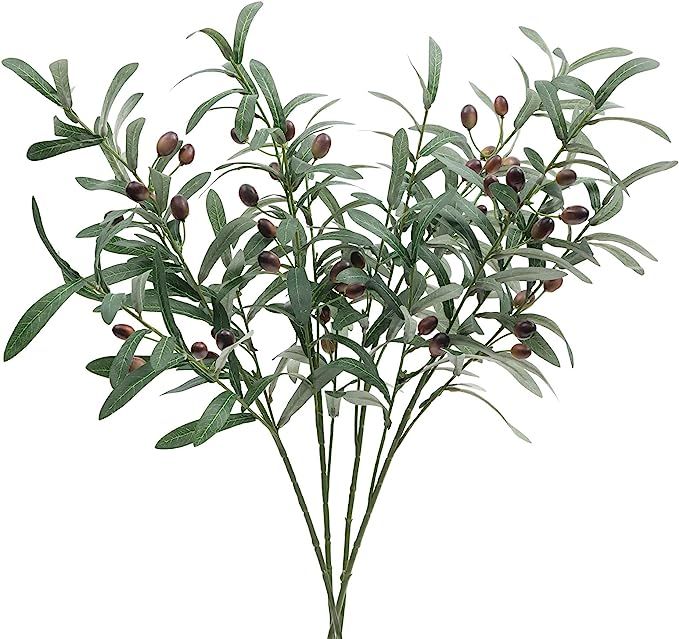 SHACOS 4 PCS Artificial Olive Branches Stems with Olives for Vase Greenery Branch Bulk 28 inch Lo... | Amazon (US)
