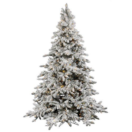 Pre-Lit 4.5' x 41" Utica Artificial Christmas Tree, Flocked White on Green, White Lights | Walmart (US)