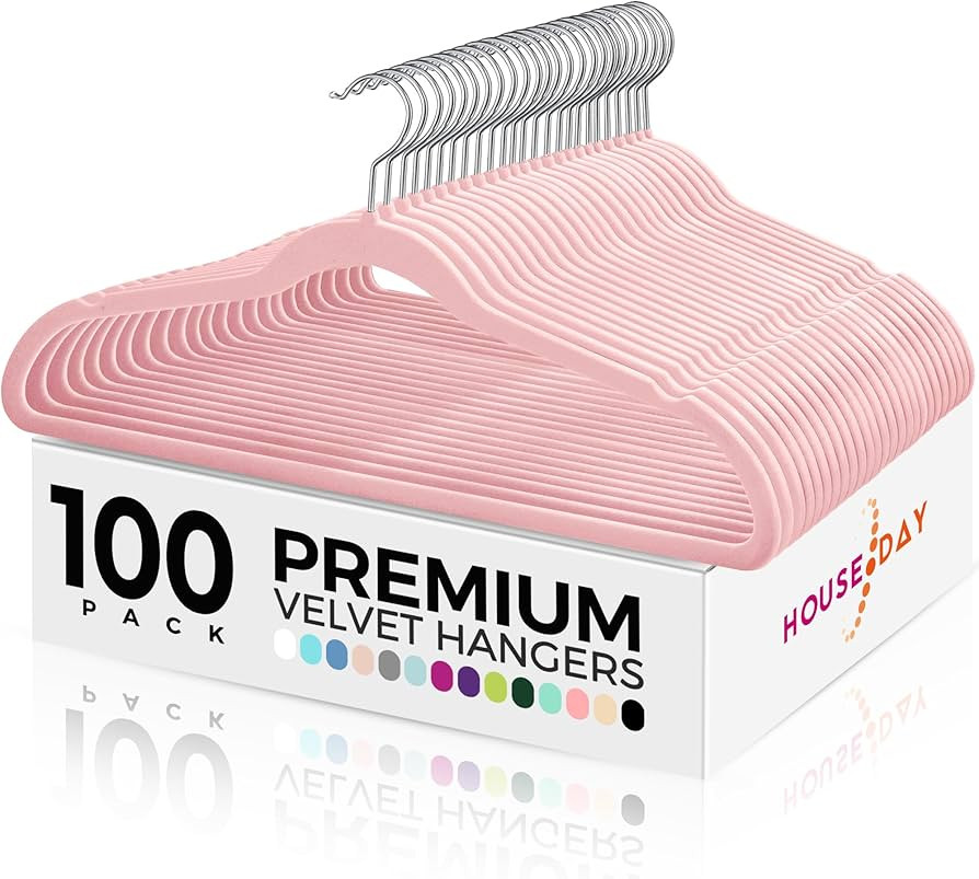 HOUSE DAY Premium Velvet Hangers, Non-Slip Thin Flocked Felt Hangers, Sturdy Clothes Hangers Heav... | Amazon (US)