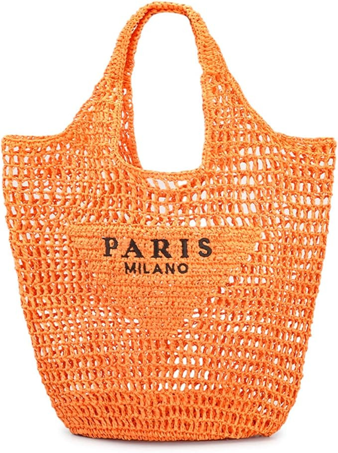 POOOPSSD New Woven Bag, Straw Mesh Tote Bag, Beach, Shoulder Bag, Hobo Women, Foldable Large Capa... | Amazon (US)
