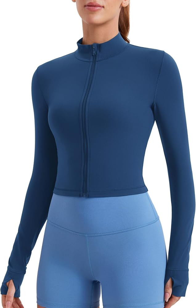 CRZ YOGA Womens Butterluxe Full Zip Cropped Workout Jacket Slim Fit Lightweight Athletic Yoga Top... | Amazon (US)