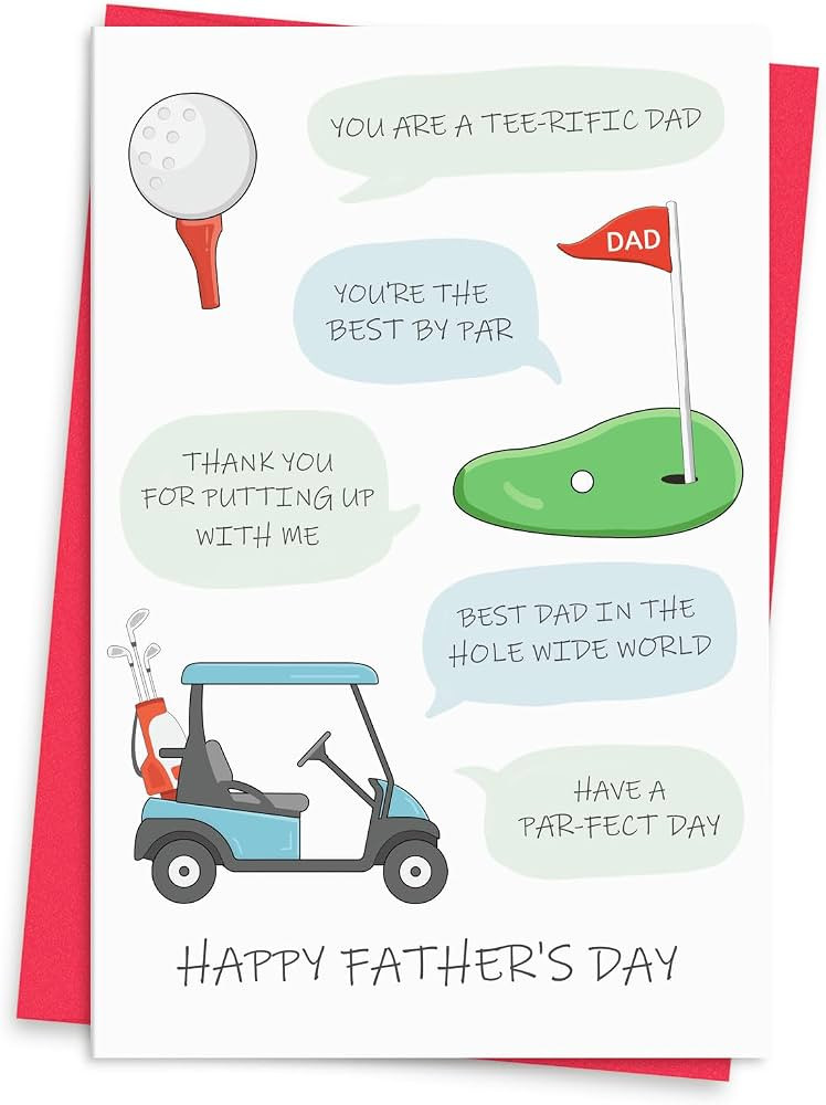 Funny Golf Fathers Day Card for Dad from Son Daughter Kids, Humor Fathers Day Card Gifts for Golf... | Amazon (US)