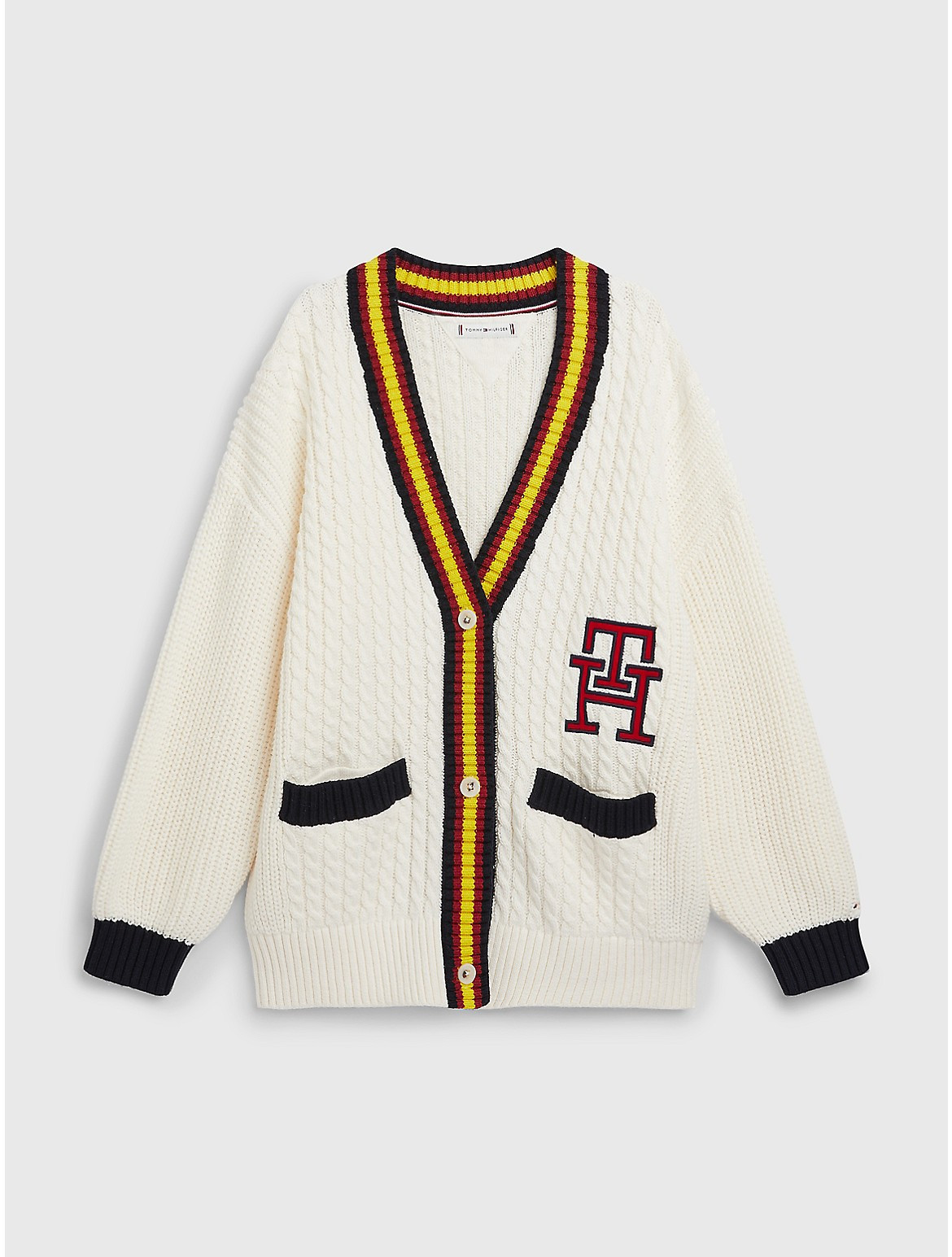 Tommy Hilfiger Girls' Kids' TH Monogram Varsity Cardigan - White - 9M | Tommy Hilfiger (US)
