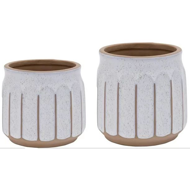 Better Homes & Gardens Assorted Round White and Brown Ceramic Plant Planters (2 Pack) - Walmart.c... | Walmart (US)