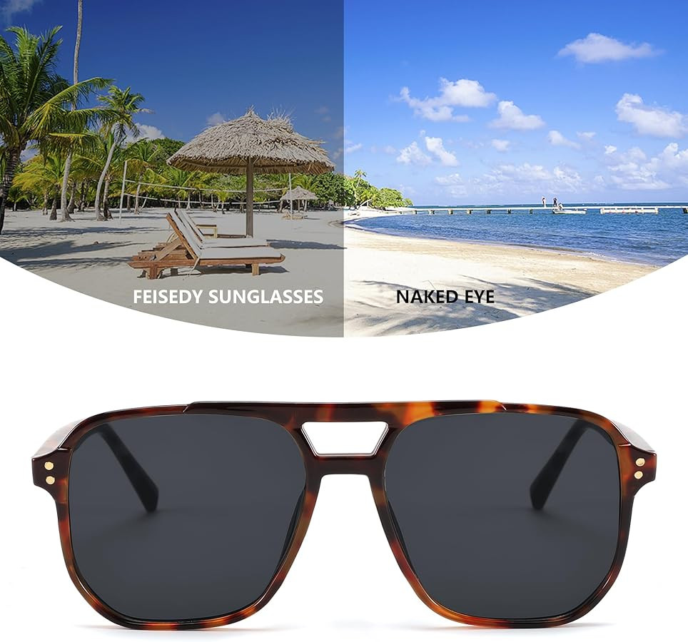 FEISEDY Retro Square Aviator Sunglasses Women Men 70s Vintage Trendy Plastic Frame Sun Glasses B2... | Amazon (US)