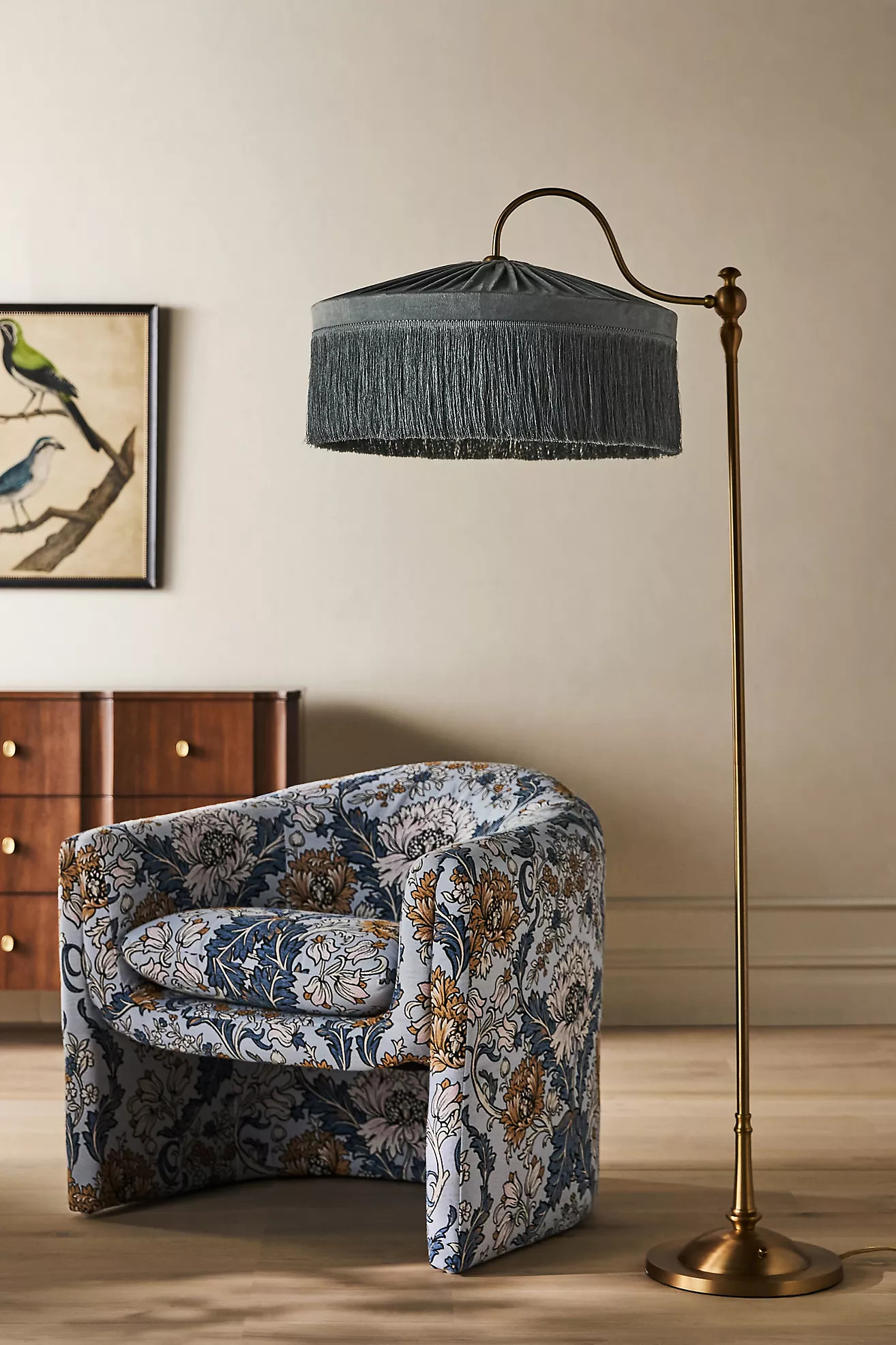 Sinclair Tassel-Fringed Velvet Floor Lamp | Anthropologie (US)