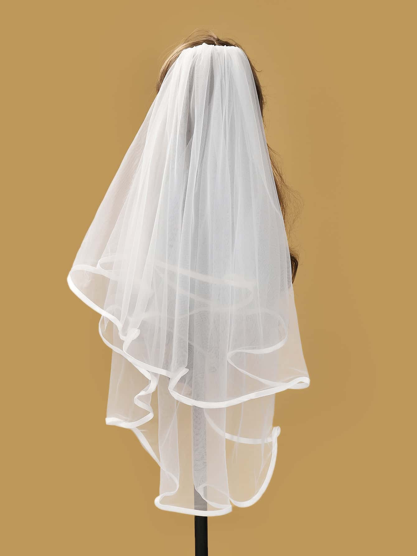 Contrast Brim White Double Layer Simple Elegant Bridal Veil Halloween | SHEIN