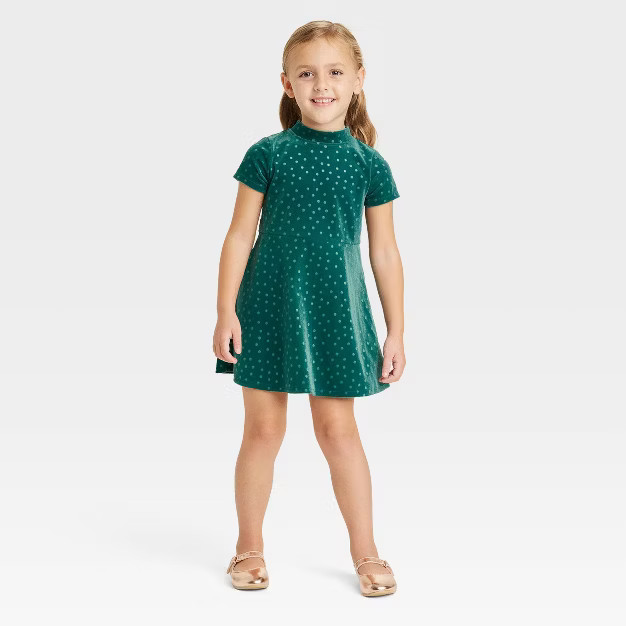 Toddler Girls' Polka Dots Short Sleeve Dress - Cat & Jack™ Jade | Target