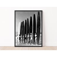 Vintage Surfers Photo Black & White Print Poster Surfboard Wall Art | Etsy (US)