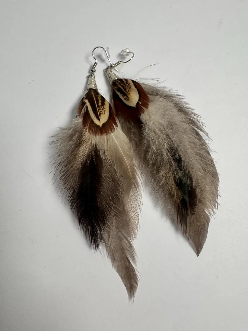 Handmade Brown & Grey Feather Earrings - \u201cLived In Luxe\u201d | Etsy (Global)