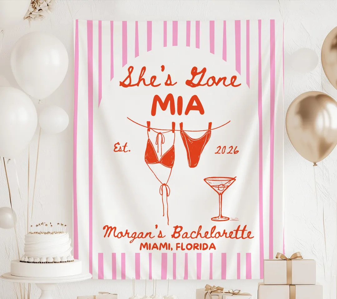 Gone MIA Bachelorette Banner, Miami Bachelorette Backdrop, Bride Gone MIA Decorations, Custom Mia... | Etsy (US)