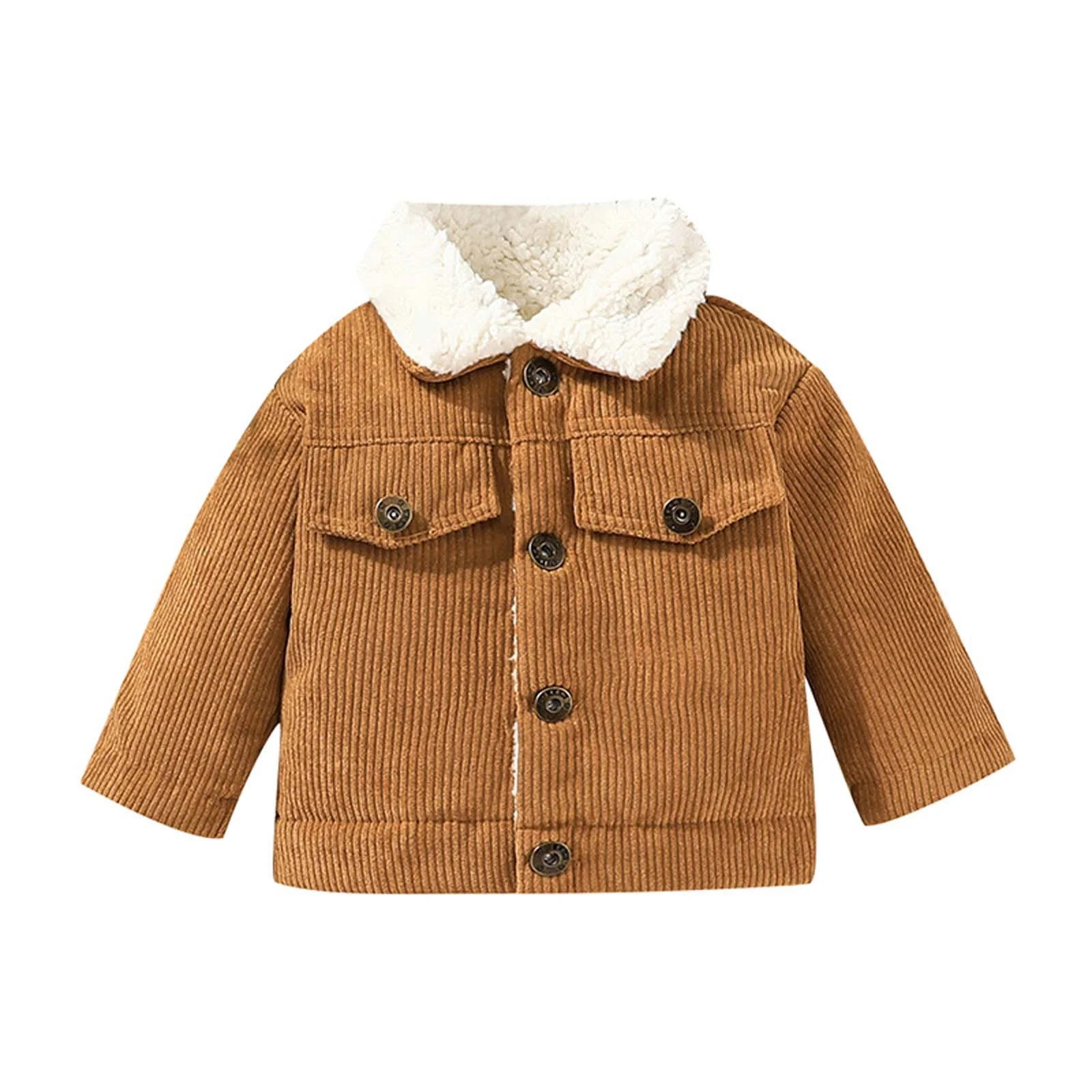 Baby Boy Corduroy Jacket Toddler Fleece Winter Coat Kid Sherpa Lined Button Coat Winter Warm Thic... | Walmart (US)