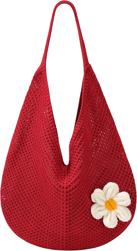 Premillow Crochet Beach Bags for Women, Summer Beach Tote Bag, Mesh Cute Beach Purse, Aesthetic K... | Amazon (US)