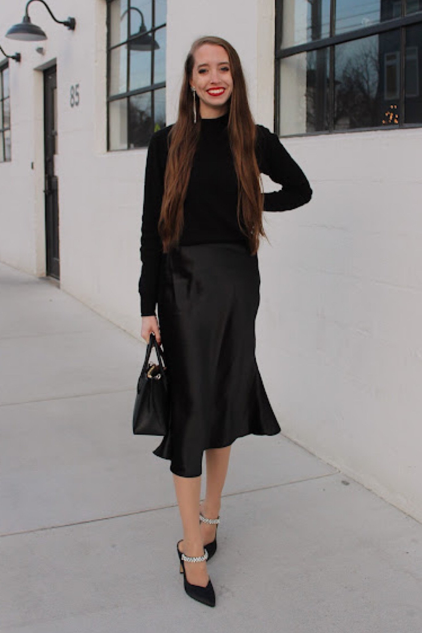 Holiday party outfit! 
.
Winter wedding outfit satin midi skirt black sweater rhinestone heels amazon finds Holiday party outfit Christmas outfit New Year’s Eve outfit winter outfit holiday outfit 

#LTKstyletip #LTKSeasonal #LTKHoliday