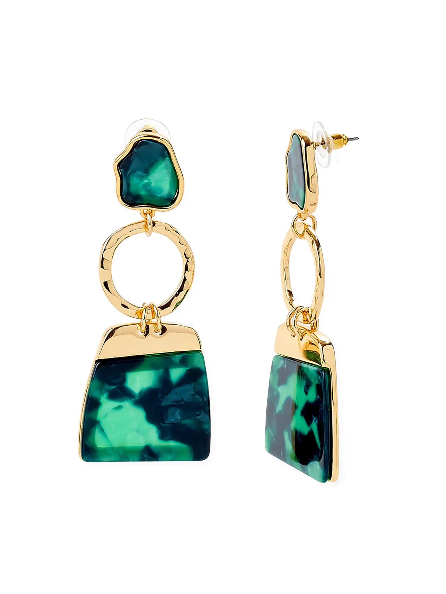 Scoop Women’s 14K Gold Flash-Plated Green Resin Statement Earring | Walmart (US)