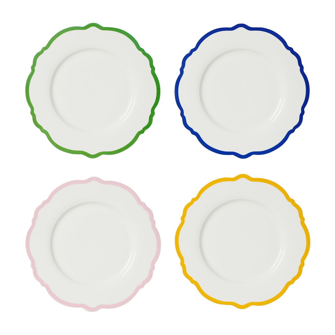 Multi Colour Wave Dinner Plate Set - Set of 4 | In the Roundhouse