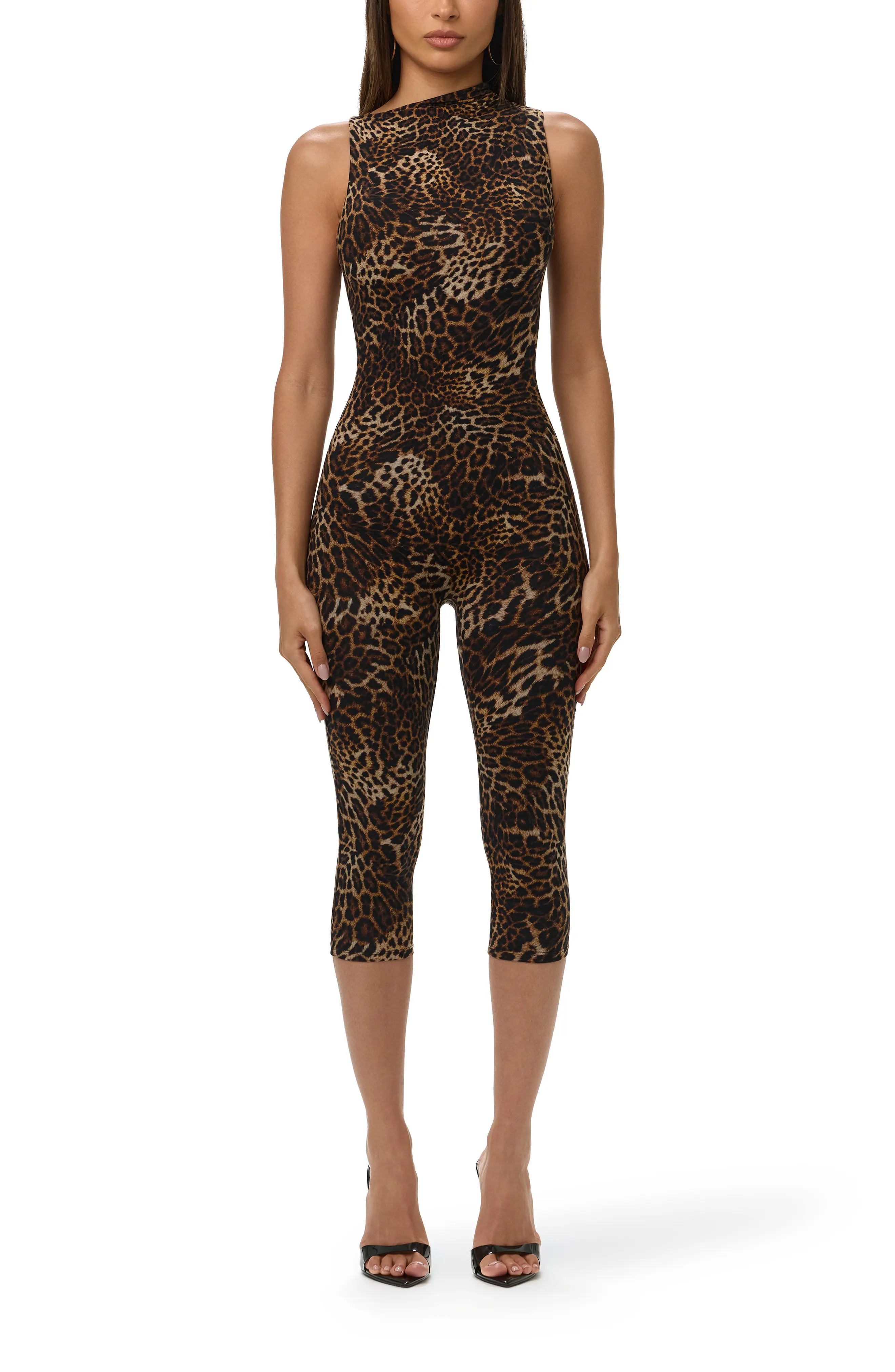 Leopard Print Asymmetrical Neck Capri Jumpsuit (Women) | Nordstrom | Nordstrom