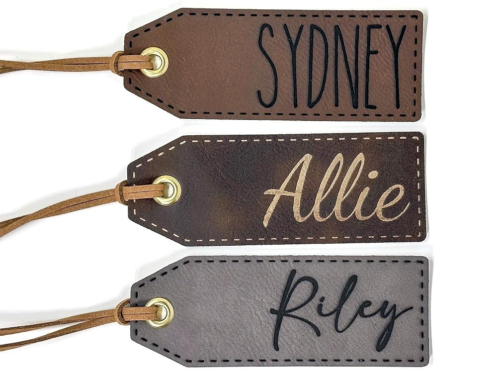 Personalized Christmas Stocking Tags, Faux Leather Christmas Stocking Name Tags, Custom Stocking ... | Amazon (US)