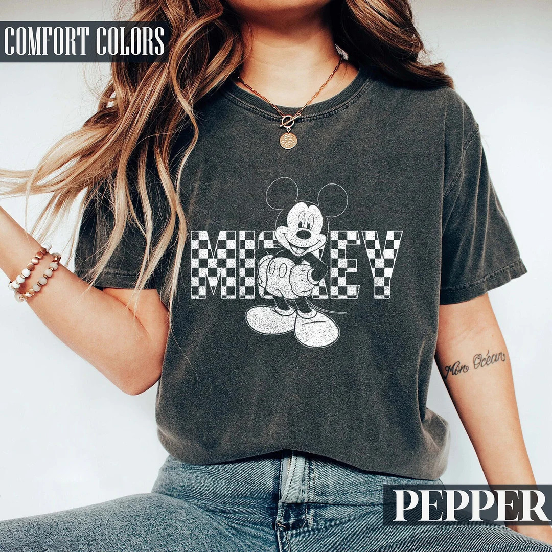 Retro Disney Classic Mickey Mouse Comfort Colors Shirt, Disney Checkered Shirt, Disney Mickey 192... | Etsy (US)