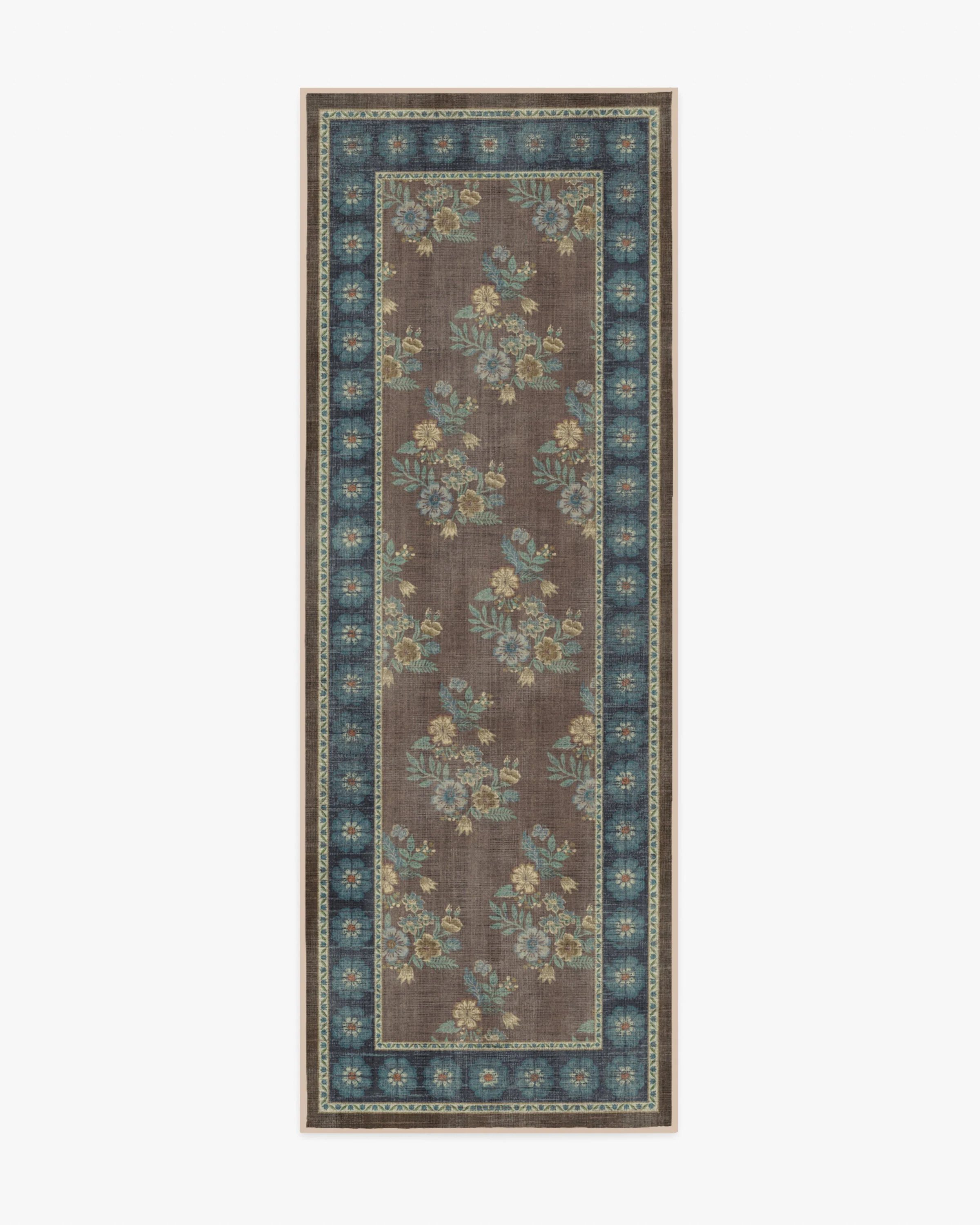 Pennywood Brown & Blue Rug | Ruggable