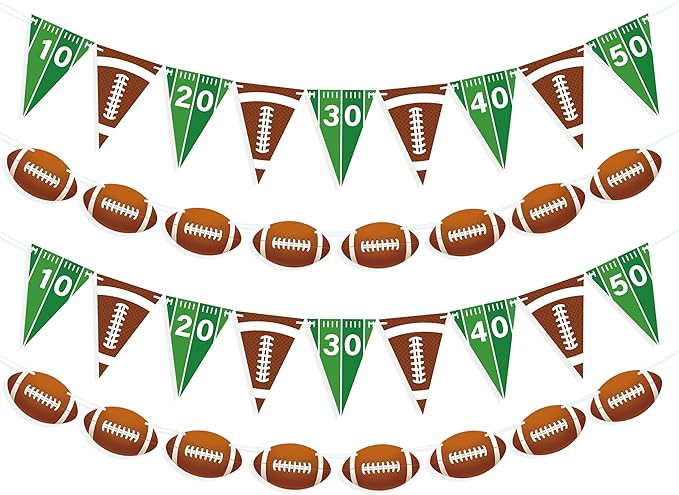 4 Pieces Football Party Decorations, Football Paper Garland with Triangle Flags Banner for Sports... | Amazon (US)