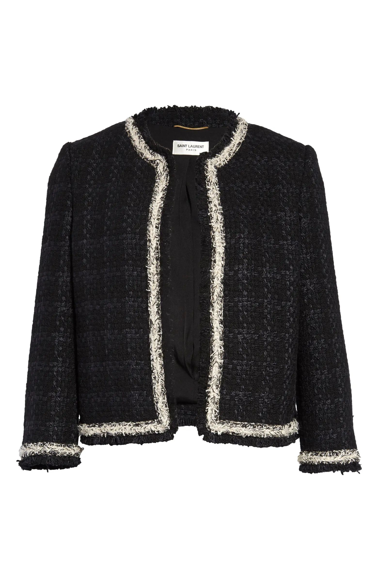 Saint Laurent Check Wool & Silk Blend Tweed Jacket | Nordstrom | Nordstrom