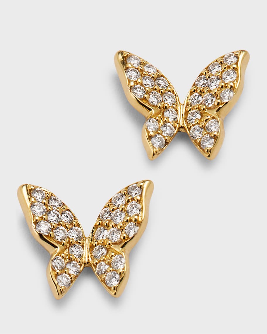 Lisa Nik 18K Yellow Gold Diamond Butterfly Stud Earrings | Neiman Marcus