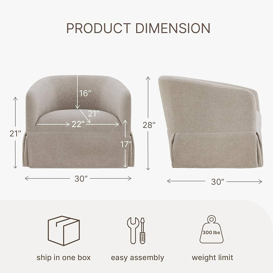 Swivel Accent Chair, 360 Degree Linen Fabric Armchair Modern Barrel Chairs Armchair for Living Ro... | Amazon (US)