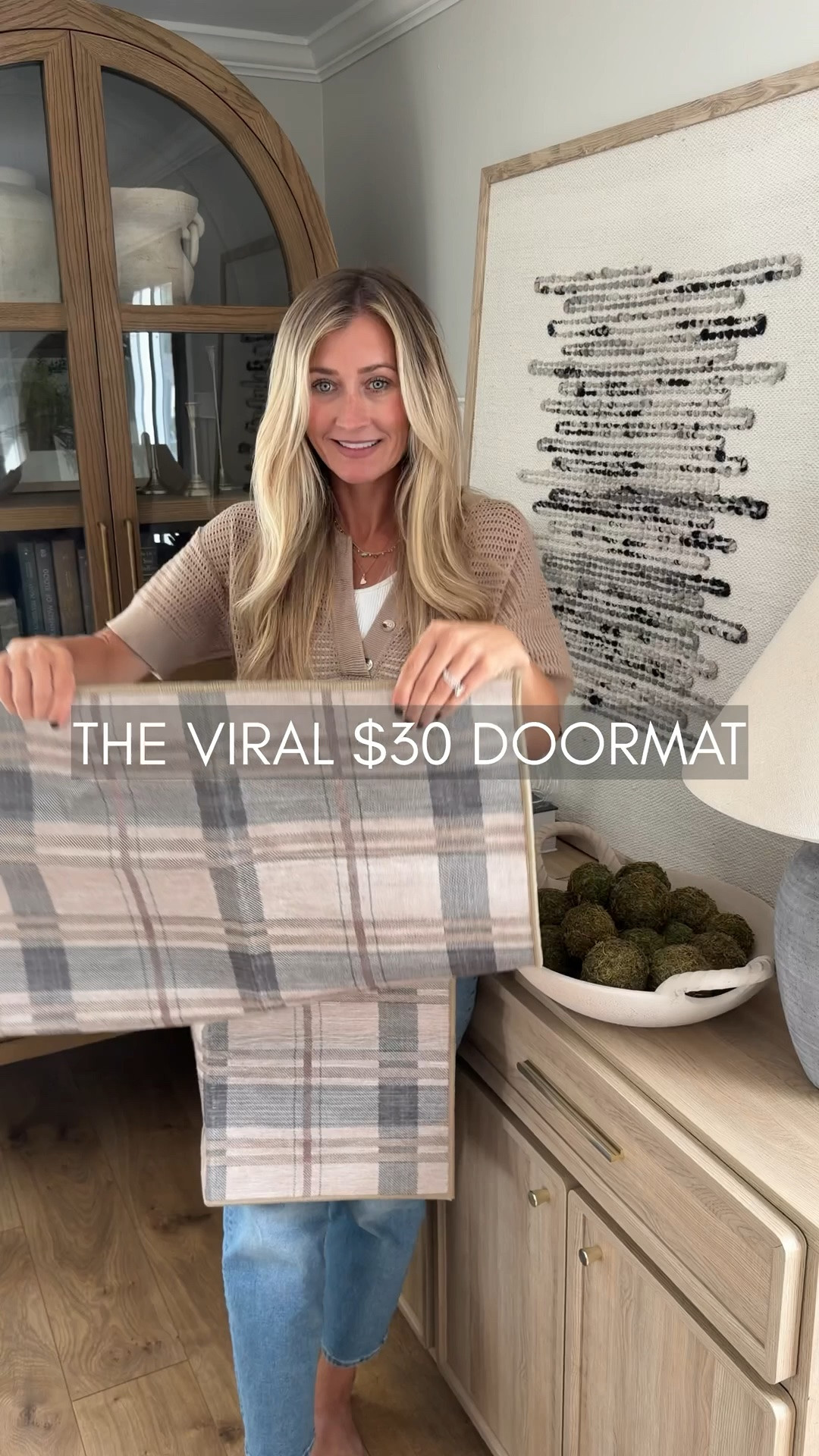 Fall entryway upgrade for under $30 🤎🍂 This tartan plaid mat looks SO much more expensive than it is and instantly gives your space that cozy, elevated fall feel. I love the neutral taupe + beige combo, and it comes in several colors and sizes too!

#LTKHome