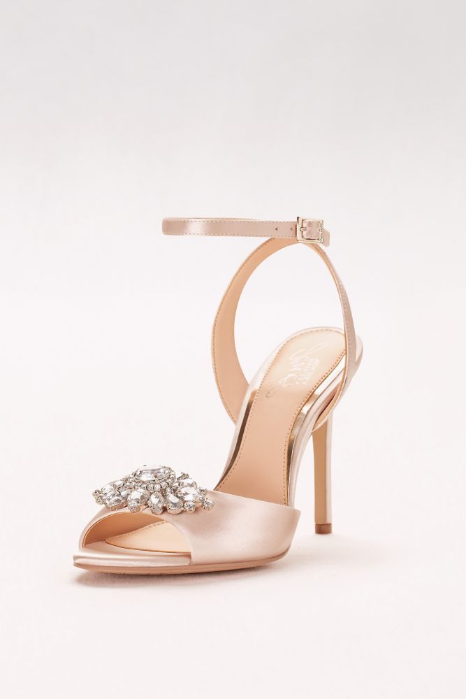 Satin Ankle-Strap Heels with Crystal Ornament Style JWHAYDEN | Davids Bridal