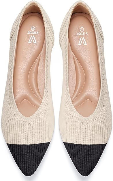 Vipost Knit Ballet Flats for Women Pointed Toe Comfortable Foldable Flat Shoes for Work, Travel, ... | Amazon (US)