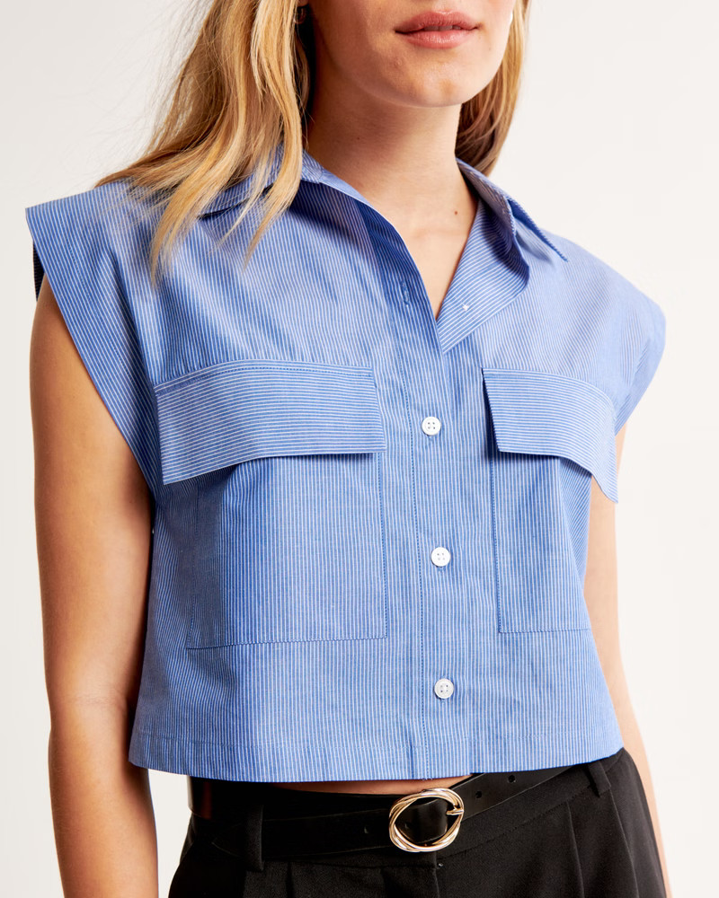 Women's Cropped Sleeveless Utility Shirt | Women's Tops | Abercrombie.com | Abercrombie & Fitch (US)